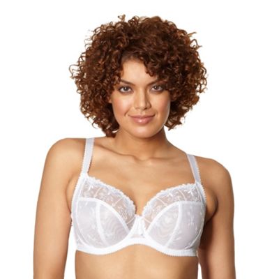 Gorgeous DD+ White embroidered mesh full cup bra